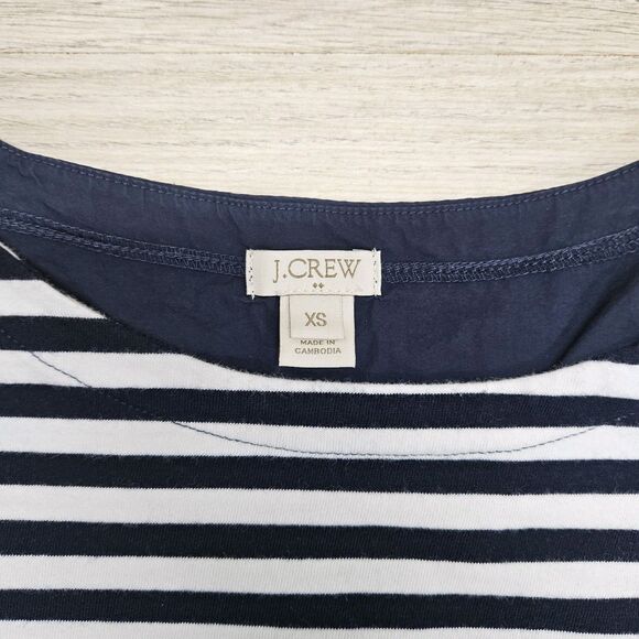 J. Crew Womens Navy Blue Stripe Longsleeve Shirt XS Cotton - Picture 4 of 10